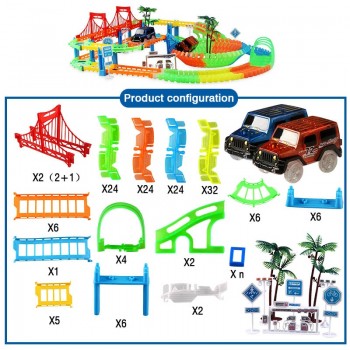 NEW 2in1 Magical Railway Flexible Track Car Set Lighting Racing Car Glow in Dark Track Toys Vehicle Model Train Gift for Boy Kid