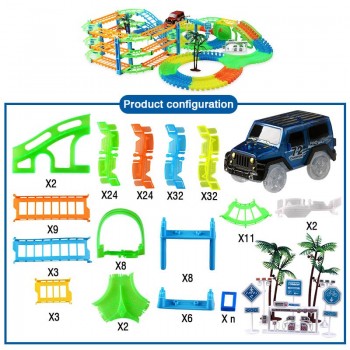 NEW 2in1 Magical Railway Flexible Track Car Set Lighting Racing Car Glow in Dark Track Toys Vehicle Model Train Gift for Boy Kid