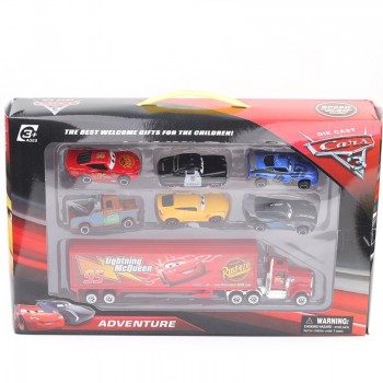 7Pcs/set Disney Pixar Cars 3 Lightning McQueen Jackson Storm Cruz Mater Mack Uncle Truck 1:55 Diecast Metal Car Model Boy Toy