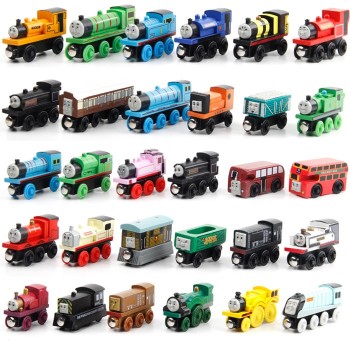 12Pcs Wooden Train Set Anime Railway Mini Train Wood Train Car Toy Gift Wooden Magnetic Locomotives Toy for Children Kids
