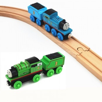 12Pcs Wooden Train Set Anime Railway Mini Train Wood Train Car Toy Gift Wooden Magnetic Locomotives Toy for Children Kids
