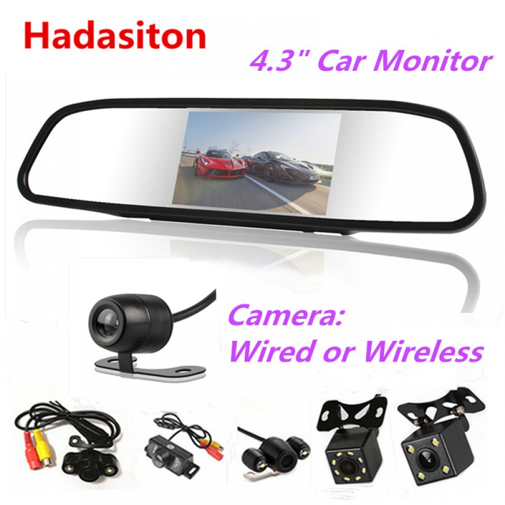 Reversing parking monitor 4.3 inch TFT LCD Color Screen Car monitor Rearview mirror,Rearview camera optional