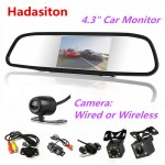 Reversing parking monitor 4.3 inch TFT LCD Color Screen Car monitor Rearview mirror,Rearview camera optional