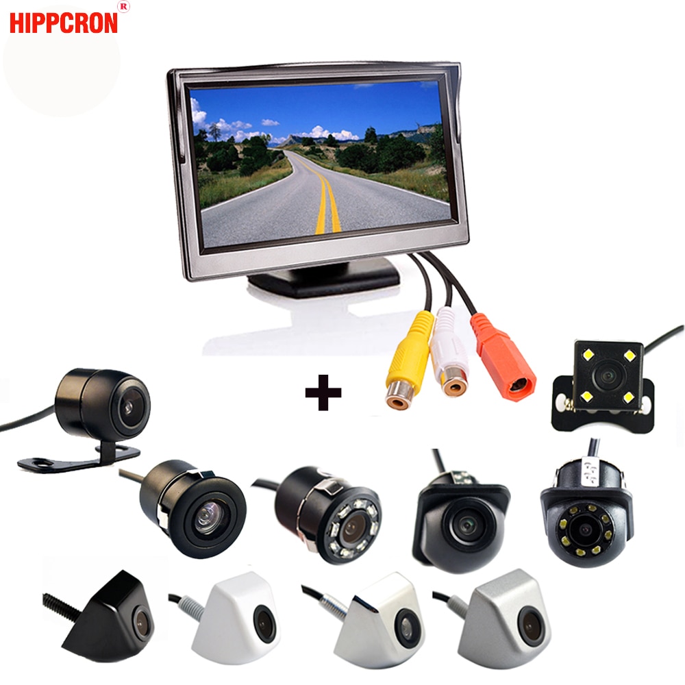 2In1 Car Parking System Kit 5 Desktop Bracket TFT LCD Color Monitor 5 Inch HD Display Screen + Rear View Camera Waterproof