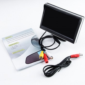 2In1 Car Parking System Kit 5 Desktop Bracket TFT LCD Color Monitor 5 Inch HD Display Screen + Rear View Camera Waterproof