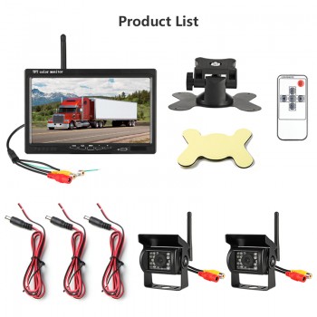 JMCQ 7 Inch TFT LCD Wireless Car Monitor HD Display Reverse Camera Parking System For Car Rearview Monitors For Truck work cars