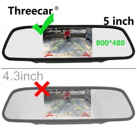 5 Inch HD Rear View Car Interior Mirror Monitor 2CH Video Input High Resolution 800*480 DC 12V Angle Car Rearview Mirror Monitor