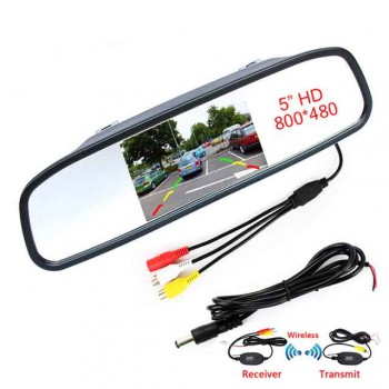 5 Inch HD Rear View Car Interior Mirror Monitor 2CH Video Input High Resolution 800*480 DC 12V Angle Car Rearview Mirror Monitor