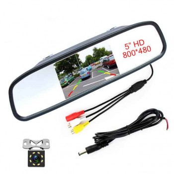 5 Inch HD Rear View Car Interior Mirror Monitor 2CH Video Input High Resolution 800*480 DC 12V Angle Car Rearview Mirror Monitor