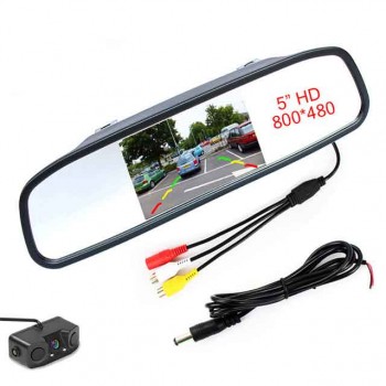 5 Inch HD Rear View Car Interior Mirror Monitor 2CH Video Input High Resolution 800*480 DC 12V Angle Car Rearview Mirror Monitor