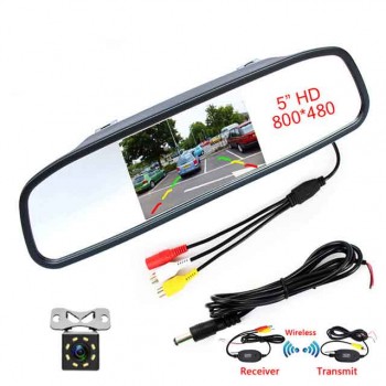 5 Inch HD Rear View Car Interior Mirror Monitor 2CH Video Input High Resolution 800*480 DC 12V Angle Car Rearview Mirror Monitor