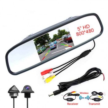 5 Inch HD Rear View Car Interior Mirror Monitor 2CH Video Input High Resolution 800*480 DC 12V Angle Car Rearview Mirror Monitor