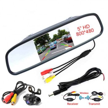 5 Inch HD Rear View Car Interior Mirror Monitor 2CH Video Input High Resolution 800*480 DC 12V Angle Car Rearview Mirror Monitor
