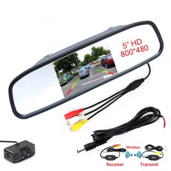 5 Inch HD Rear View Car Interior Mirror Monitor 2CH Video Input High Resolution 800*480 DC 12V Angle Car Rearview Mirror Monitor