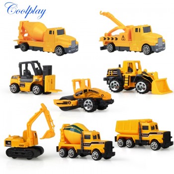Coolplay 8Pcs/Set Mini Alloy Engineering Car Model Tractor Toy Dump Truck Model Classic Toy Vehicles Mini Gift For Boys