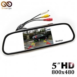 Sinairyu HD 800*480 Car Mirror Monitor 5 TFT LCD Mirror Car Parking Rear View Monitor 2 Video Input Connect Rear/ Front Camera
