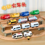Kids Electric Train Toys Magnetic Slot Diecast Electric Railway with Two Carriages Train Wood Toy FIT T-homas wooden track Brio