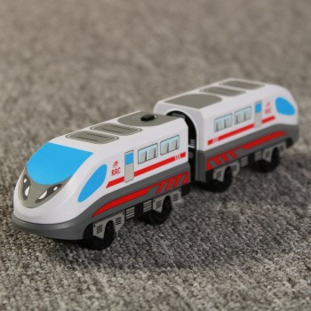 Kids Electric Train Toys Magnetic Slot Diecast Electric Railway with Two Carriages Train Wood Toy FIT T-homas wooden track Brio