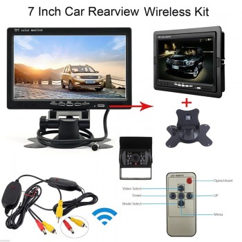 Car IR Rear View Wireless Backup Camera Kit + 7 TFT LCD Monitor for Truck / Van With IR remote controller.