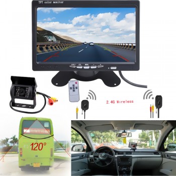 Car IR Rear View Wireless Backup Camera Kit + 7 TFT LCD Monitor for Truck / Van With IR remote controller.