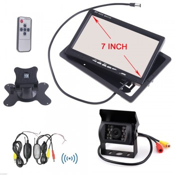 Car IR Rear View Wireless Backup Camera Kit + 7 TFT LCD Monitor for Truck / Van With IR remote controller.