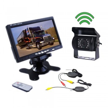 Car IR Rear View Wireless Backup Camera Kit + 7 TFT LCD Monitor for Truck / Van With IR remote controller.