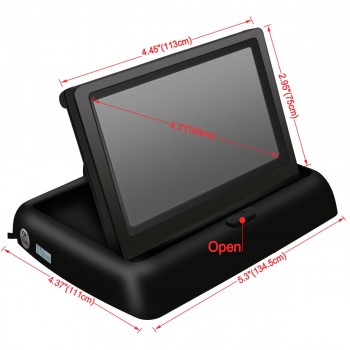 Car Foldable 4.3 Monitor Wireless IR Rearview Parking Reversing Camera Kit 120 Degree Angle Rear View Backup Camera