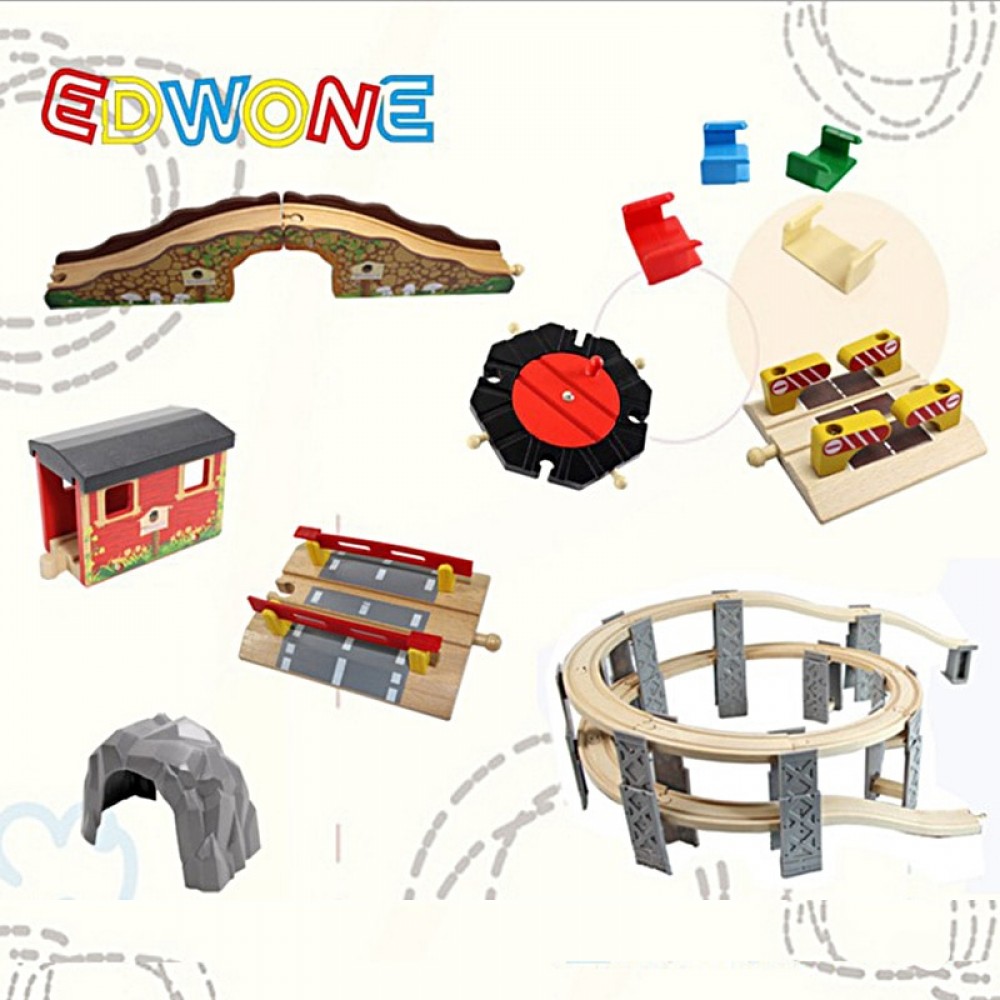 EDWONE Beech Bridge Rail Track accessories Fit for Brio Wooden Train Educational Boy/ Kids Toy Multiple track
