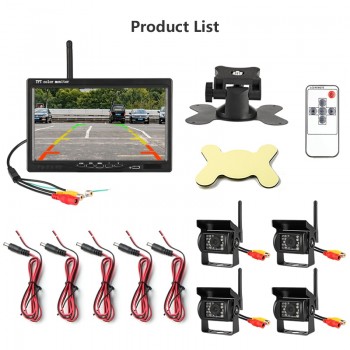 Jansite 7 TFT LCD Wireless HD Car Monitor Display Cameras Reverse Camera Parking System for Waterproof Car Rear view Monitors