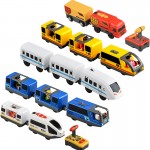 Kids Electric Train Toys Set Magnetic Train Diecast Slot Toy Fit for Standard Wooden Train Track Railway