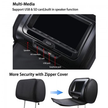 Auto Headrest Bag DVD Monitor Car Headrest Monitor DVD HD Display 7 Inch DVD MP5 USB LCD Screen Car Pillow Headrest Monitor