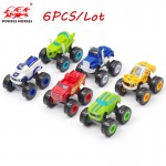 6PCS Toy racing car Blaze Monster Diecast Toy Racer Cars Trucks Action Figure Box-pack for Kid Gift