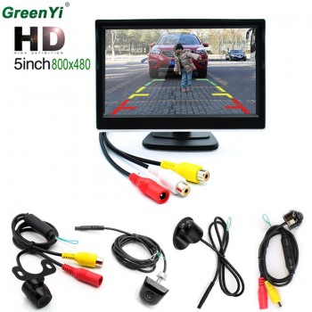 Universal 5 inch Car HD Rearview Mirror Monitor CCD Video Auto Parking Assistance With 4 LED Night Vision Reversing Front Camera