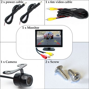Universal 5 inch Car HD Rearview Mirror Monitor CCD Video Auto Parking Assistance With 4 LED Night Vision Reversing Front Camera