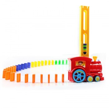60+20pcs Train Electric Domino Car Vehicle Model Magical Automatic Set Up Colorful Plastic Dominoes Toys Gift Game for Boy Kids