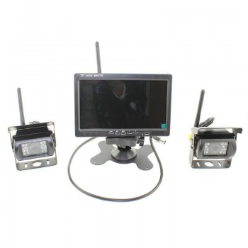 Wireless 7 LCD Monitor + 2 x Rear View Reversing Camera Kits For Car Bus Truck  7-inch 16: 9 wide screen MPEG 4 video 12V / 24V