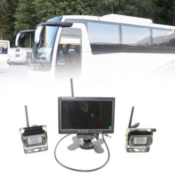 Wireless 7 LCD Monitor + 2 x Rear View Reversing Camera Kits For Car Bus Truck  7-inch 16: 9 wide screen MPEG 4 video 12V / 24V