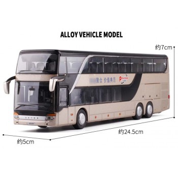 1:32 High Simulation Double Sightseeing Bus Model Toy Cars Alloy Flashing Sound Vehicle Toys for kids children