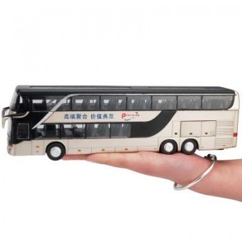 1:32 High Simulation Double Sightseeing Bus Model Toy Cars Alloy Flashing Sound Vehicle Toys for kids children