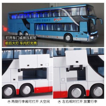 1:32 High Simulation Double Sightseeing Bus Model Toy Cars Alloy Flashing Sound Vehicle Toys for kids children