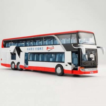 1:32 High Simulation Double Sightseeing Bus Model Toy Cars Alloy Flashing Sound Vehicle Toys for kids children