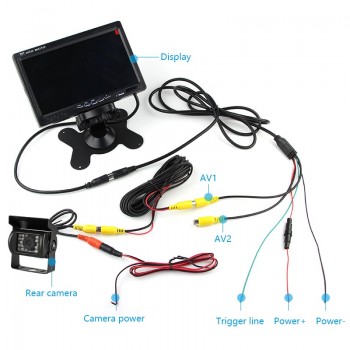 JMCQ 7 TFT LCD Car Monitor HD Display Reverse Camera Parking System for Car Rearview Monitors Anti-glare Great vision For truck