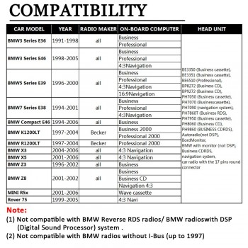APPS2Car Hands-Free Car Bluetooth Adapter USB Auxialiary Input Mp3 Adapter for BMW BMW3 Series E46 1998-2005
