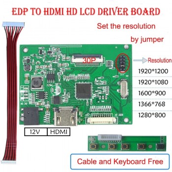 EDP LCD Driver board Universal version For  30pin EDP lcd  support 1280*800 1366*768 1600*900 1920*1080 1920*1200