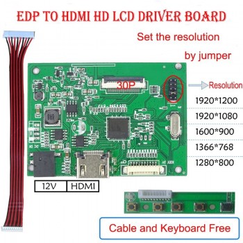 EDP LCD Driver board Universal version For  30pin EDP lcd  support 1280*800 1366*768 1600*900 1920*1080 1920*1200