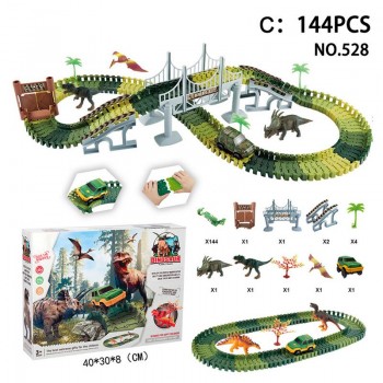 DIY Simulation Jungle Dinosaur Theme Park Children Track Toy Car Educational Toys For Children Gifts