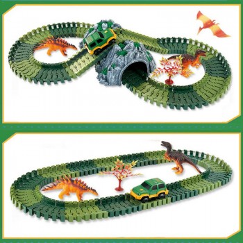 DIY Simulation Jungle Dinosaur Theme Park Children Track Toy Car Educational Toys For Children Gifts