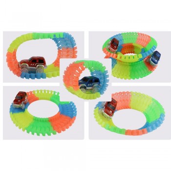 KACUU Magical Track Miraculous Glowing Race Track DIY Universal Accessories Ramp Turn Road Bridge Crossroads Toys For Children