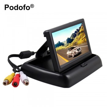 Podofo 4.3 HD Foldable Car Rear View Monitor Reversing Color LCD TFT Display Screen for Truck Vehicle Backup Rearview Camera