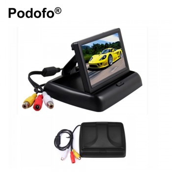 Podofo 4.3 HD Foldable Car Rear View Monitor Reversing Color LCD TFT Display Screen for Truck Vehicle Backup Rearview Camera